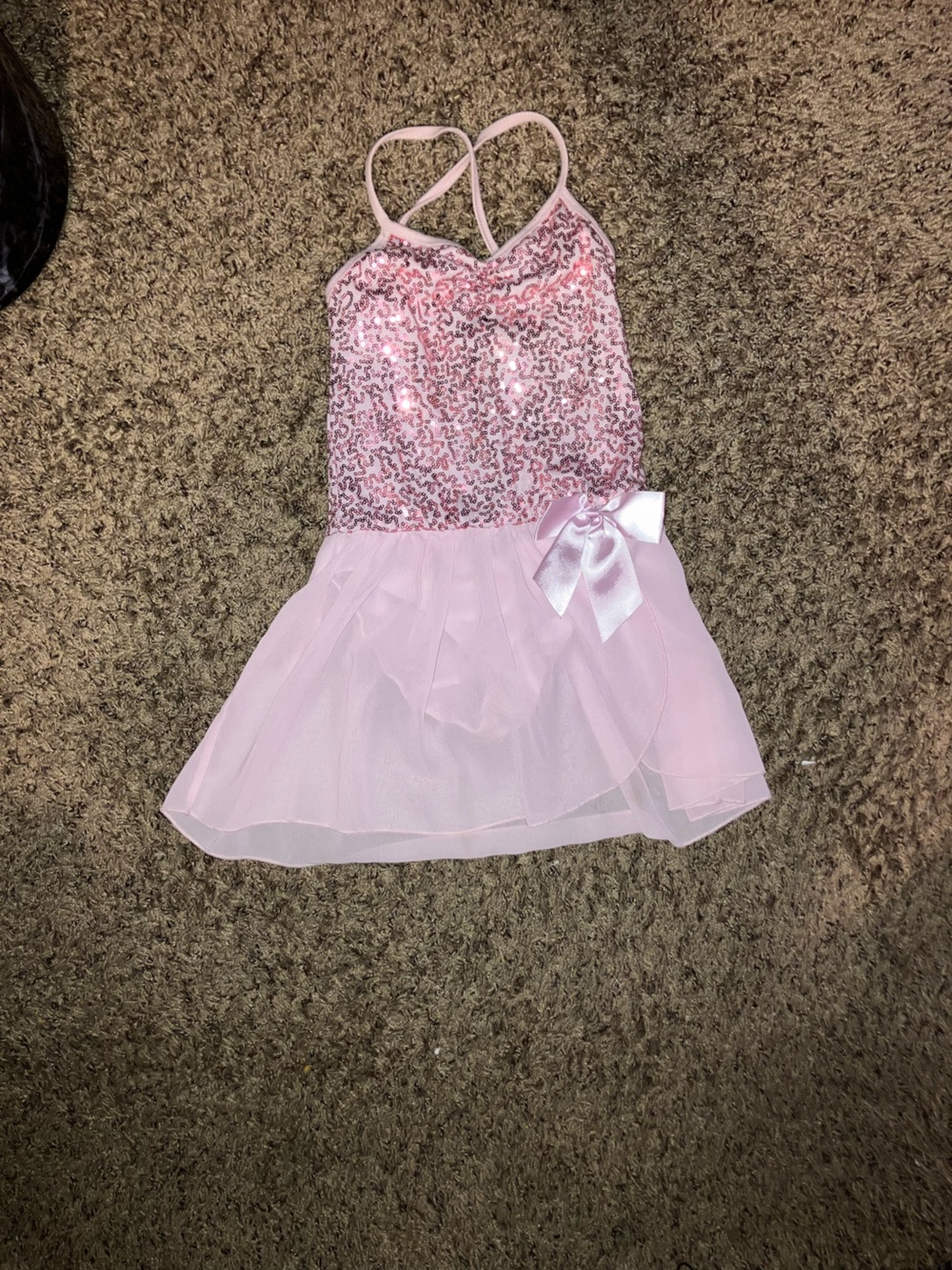 Pink Sequin Dance Costume with Bow - Kids